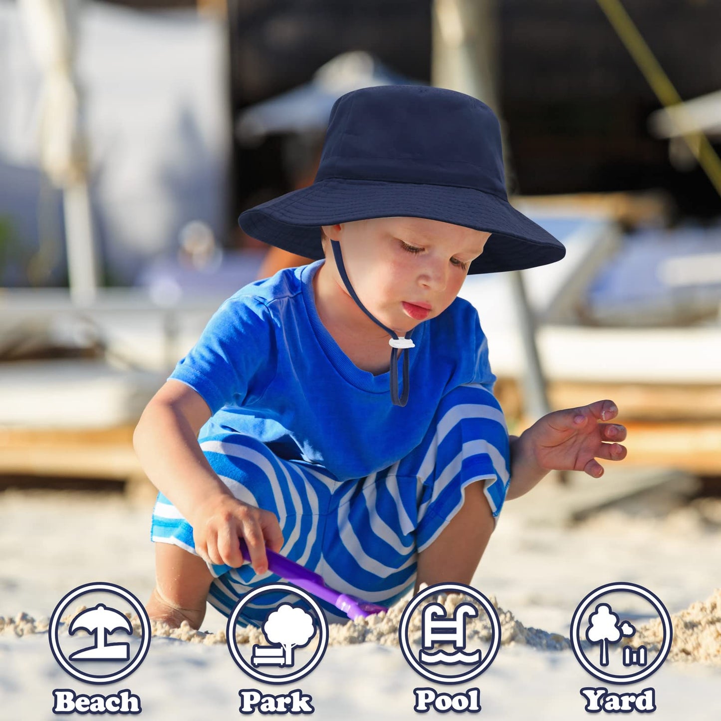 Sarfel Baby Sun Hat Summer Baby Boy Hats Upf 50+ Sun Protection Toddler Hat Bucket For Baby Girl Adjustable Kid Cap Navy 2-5 Yea