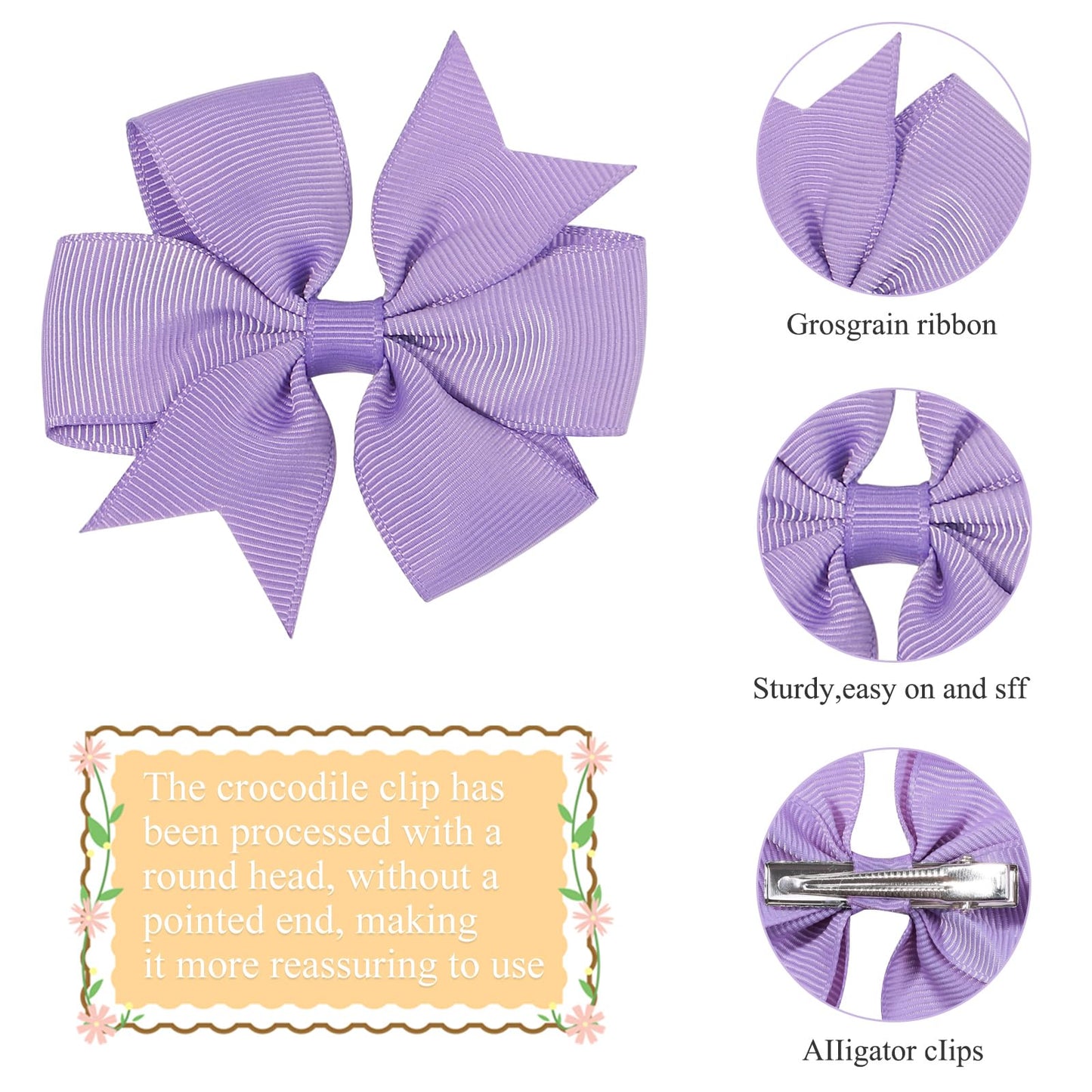 Choicbaby 3 Inches Hair Bows For Girls Purple Grosgrain Ribbon Pinwheel Hair Bows Clips Toddler Bows Hair Clips For Birthday Bab
