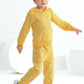 Happy Town Toddler Fall Outfits For Girl Boy Long Sleeve Hoodie Top And Toddler Sweatsuit (Solid Color-Yellow, 5-6 T)
