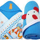 BRANDONN Newborn Combo of Double PLY Reversible Hooded and Fleece Hooded Baby Blankets(Pack of 2, Sky Blue)