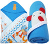 BRANDONN Newborn Combo of Double PLY Reversible Hooded and Fleece Hooded Baby Blankets(Pack of 2, Sky Blue)