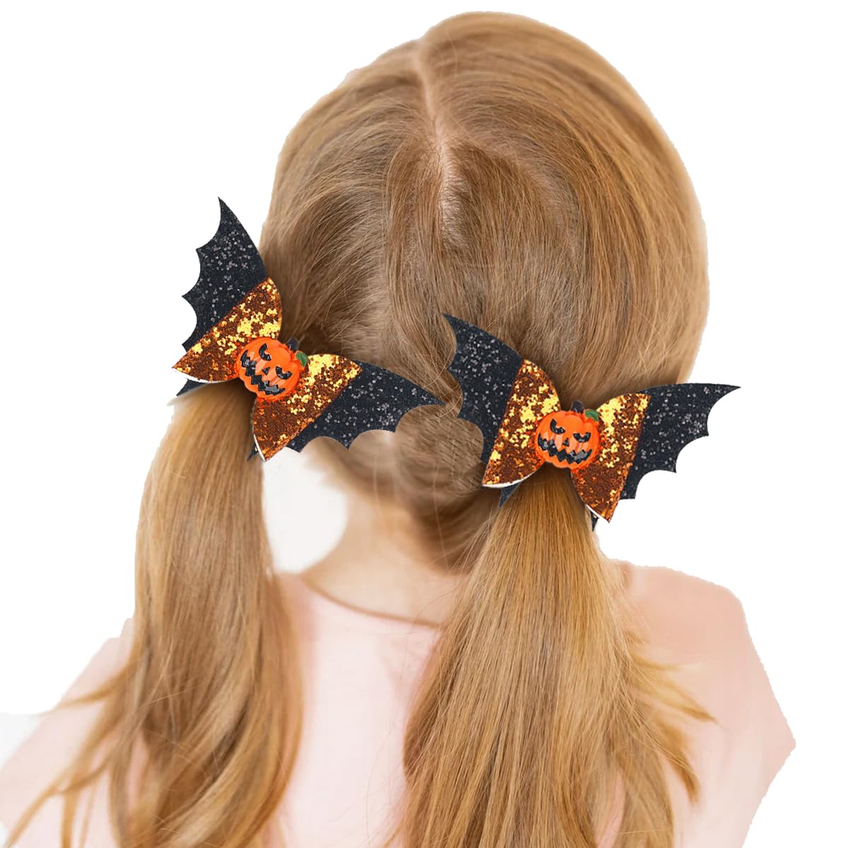 Love Sweety Baby Rose Halloween Headband Infant Pumpkin Hairband Bow Hair Clips (2Pcs Bat Pumpkin)