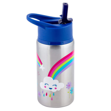 Stephen Joseph Stainless Steel Water Bottles, 18 Oz, Straw Lid, Reusable Tumbler, Insulated, Rainbow