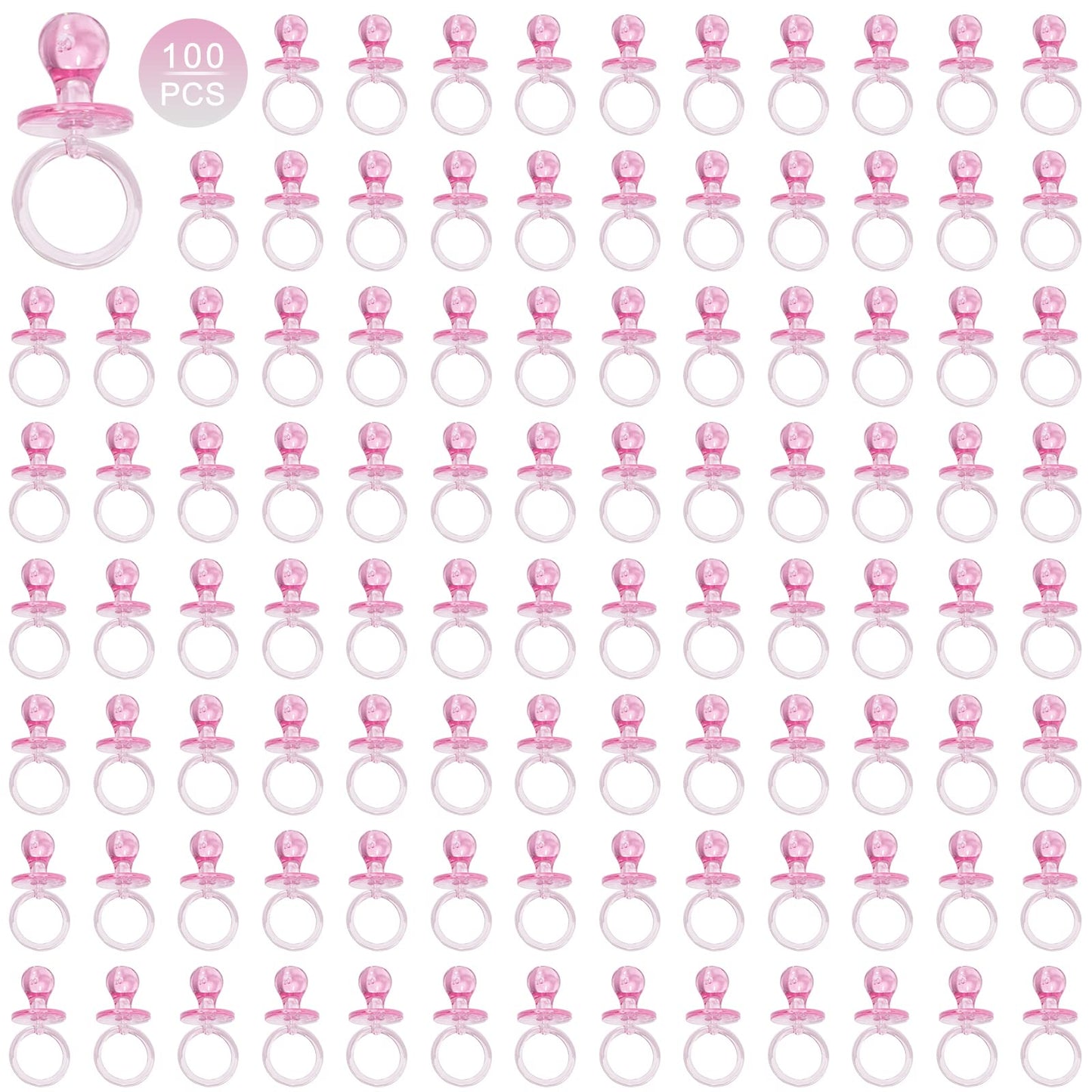 100 Pieces 2.75 Inch Baby Pacifier Baby Shower Plastic Pacifier For Baby Shower Pacifier, Gender Show Party Decoration Diy Baby
