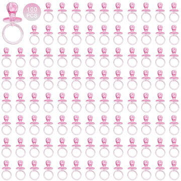 100 Pieces 2.75 Inch Baby Pacifier Baby Shower Plastic Pacifier For Baby Shower Pacifier, Gender Show Party Decoration Diy Baby