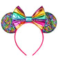 Foeran Mouse Ears Headbands Shiny Bows Mouse Ears Glitter Party Princess Decoration Cosplay Costume For Girls Women (Magic Rainb