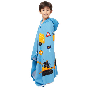 Gealaek Hooded Towel For Toddlers 2-10 Years Boys Girls Kids Bath Pool Beach Towel Wrap Soft Absorbent Beach Poncho(Construction