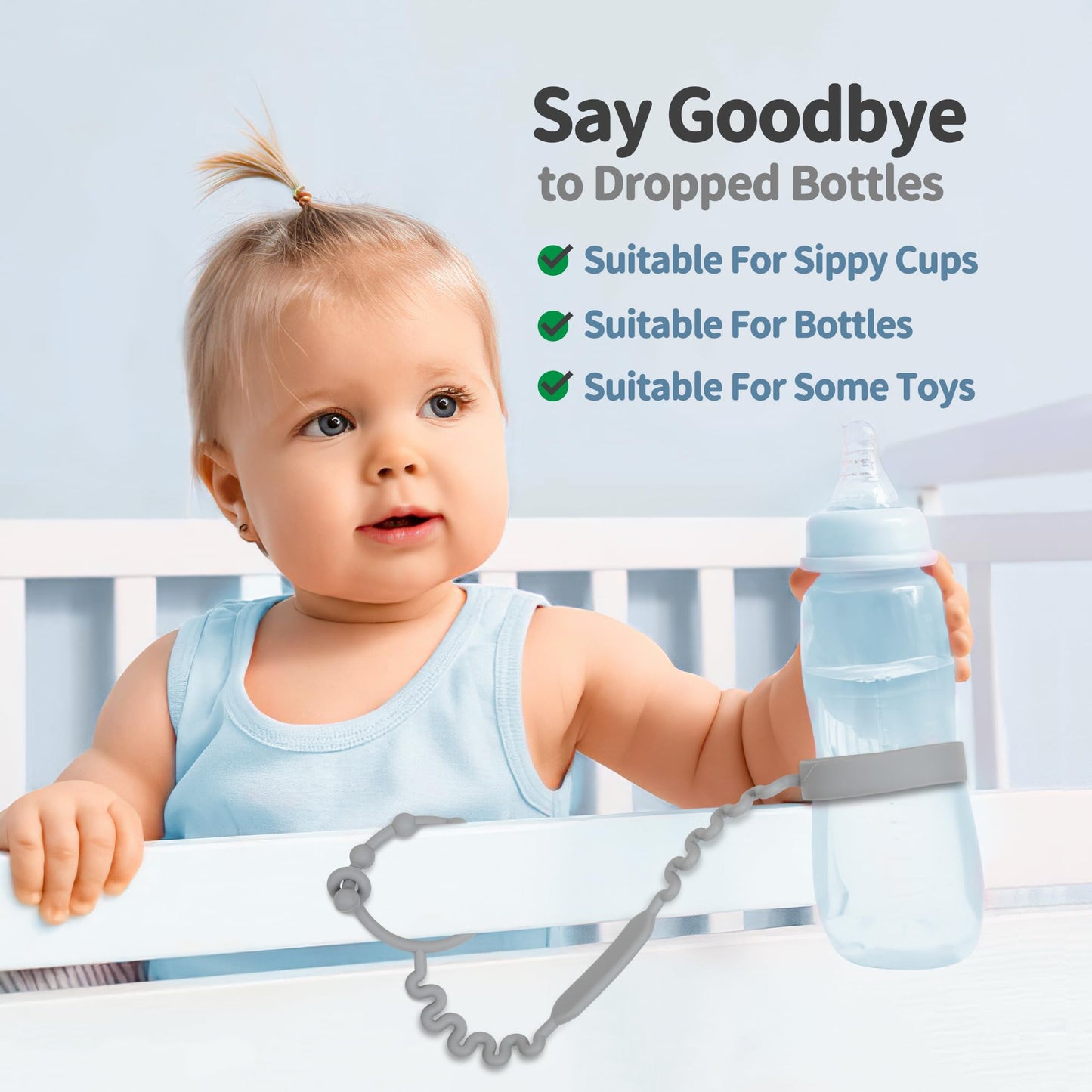 Toy Straps For Baby, Pacifier Holder Clip With Self-Adjusting Bayonet, Pure Silicone Material Without Bpa; Can Be Used For Teeth