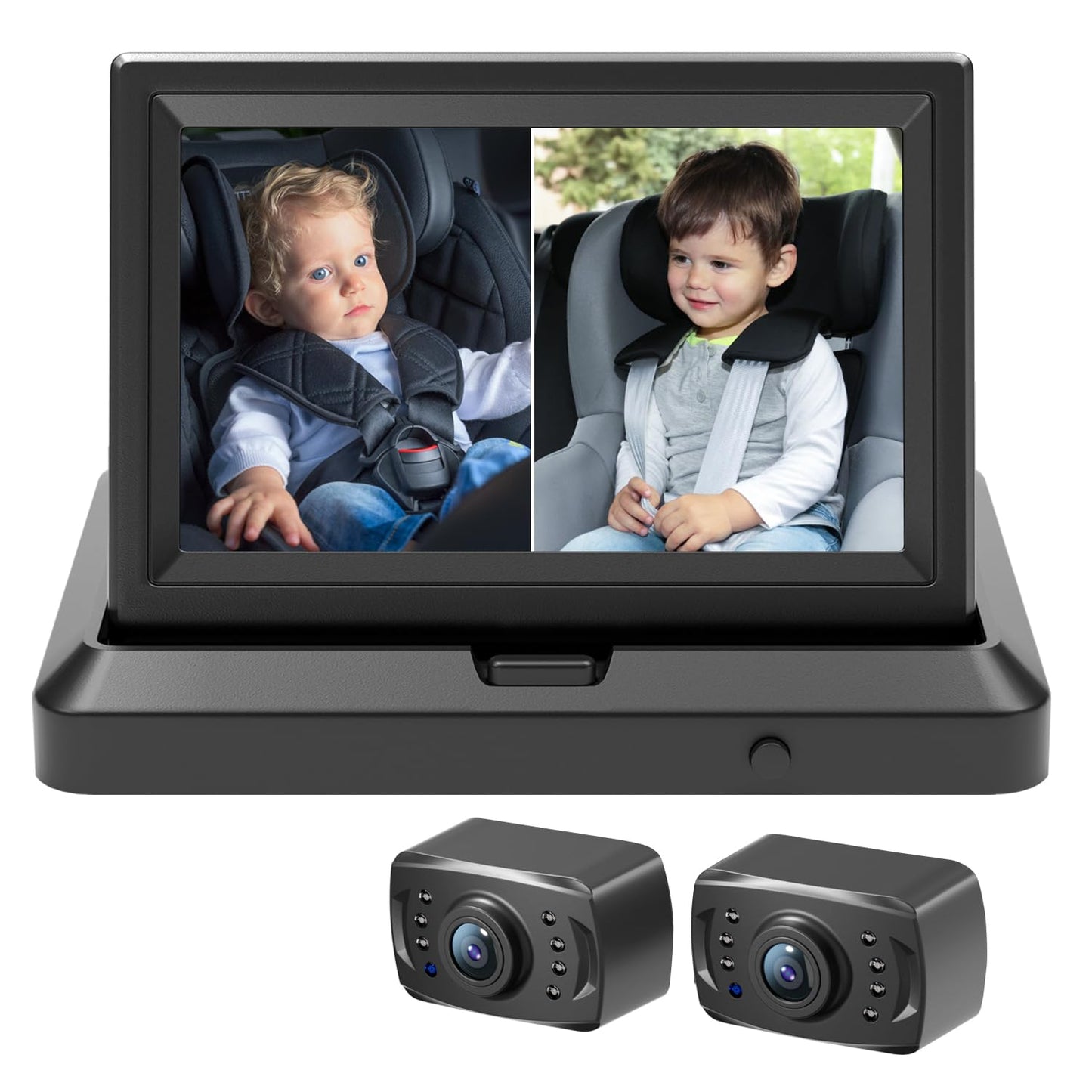 Itomoro Baby Car Camera Hd 1080P Dual-Channel Display Baby Car Monitor With 2 Ir Night Vision Camera, Easily Install 5'' Car Cam