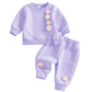 Toddler Baby Girl Outfits Long Sleeve Solid Sweatsuit Pants 2 Piece Clothes Fall Winter Infant Sweater Set 3M-5T (Purple, 6-12 M
