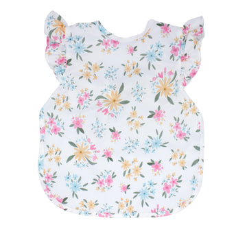 Bapronbaby Flutter Pastel Floral Bapron - No Neck Tie Safer Bib For Baby & Toddler - Soft Waterproof Stain Resistant - Machine W