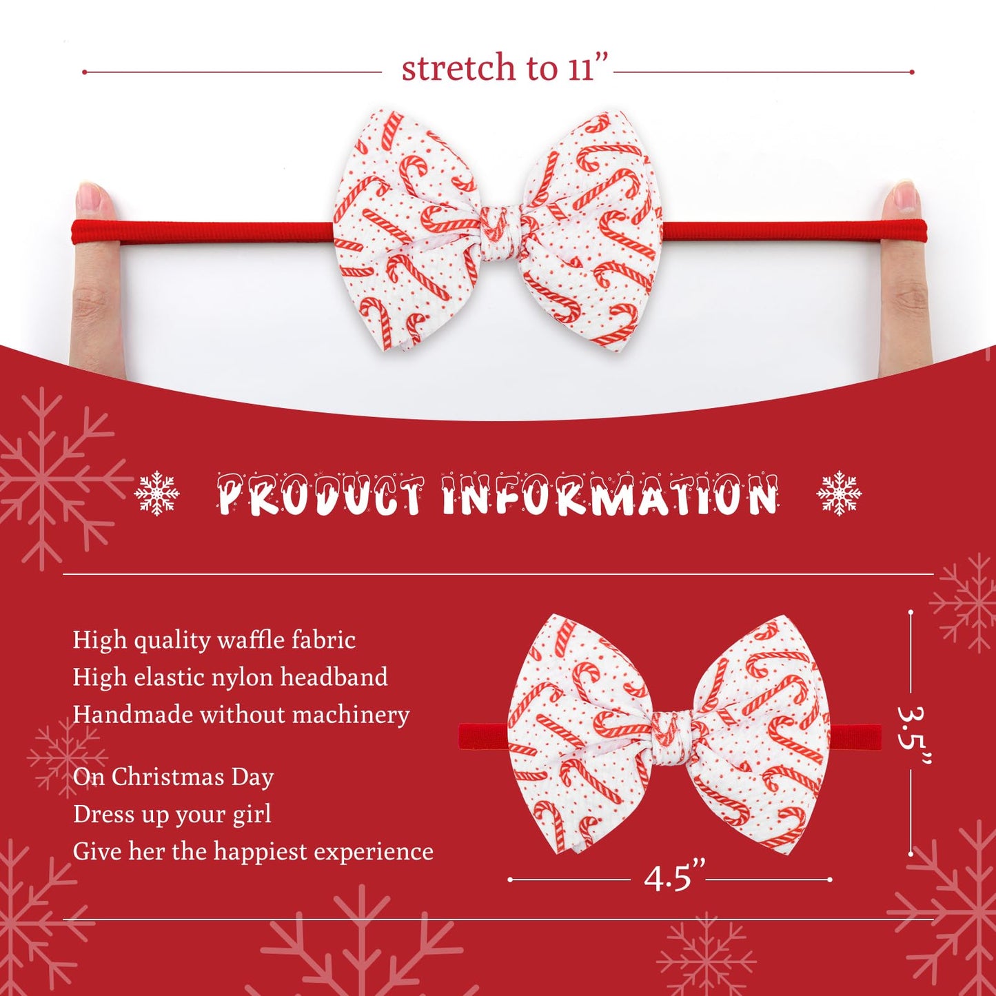 Yanjie Christmas Bows For Baby Girls Christmas Tree Candy Cane Headbands Gingerbread Toddler Newborn Bows Red Green White Christ