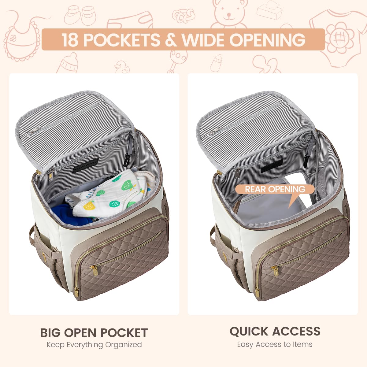 Lovevook Diaper Bag Backpack, Multifunction Travel Backpack With Waterproof Portable Changing Pad, Unisex And Stylish