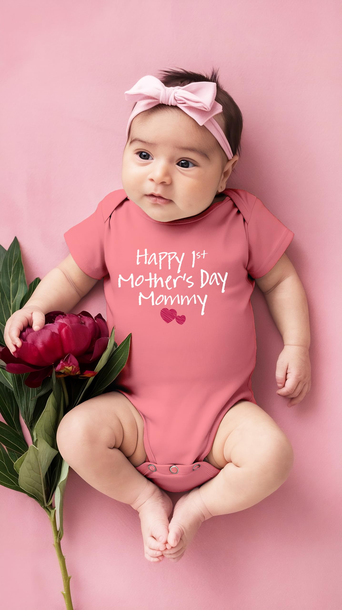 Comfiv First Mothers Day Baby Boy Girl Outfit Happy 1St Mother'S Day Mommy Bodysuit Gifts (Mauve, 12-18 Months)