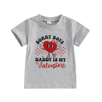 farrubbyine8 Baby Boy Girl Outfit Letters Heart Graphic Tee Shirts Tops Toddler Boy Shirt (Gray Daddy, 1-2 Years)