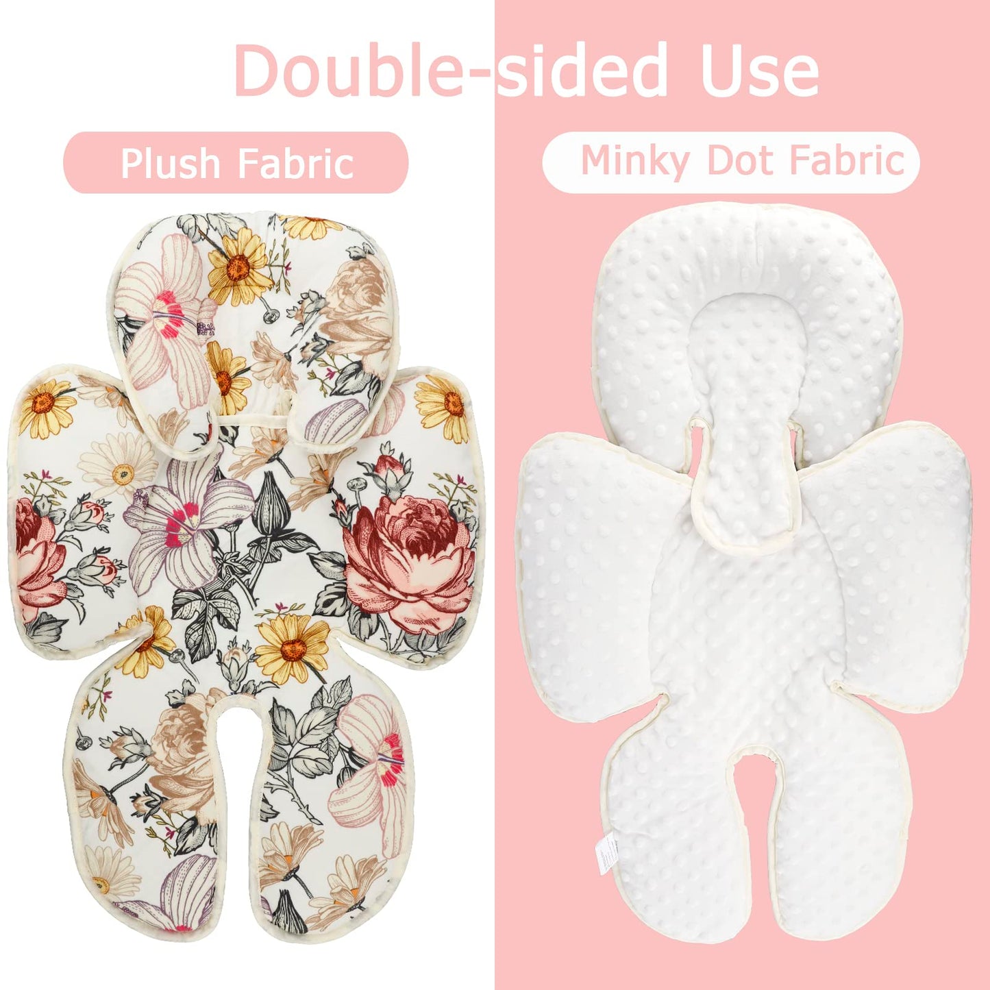 Hnhuaming Floral Baby Car Seat Head And Body Support,2-In-1 Reversible Carseat Insert,Soft Cushion For Stroller, Swing, Bouncer,