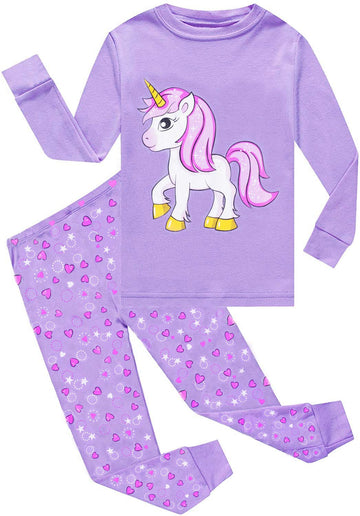 Pajamas For Girls Long Sleeve Pjs 100% Cotton Sleepwear Unicorn Pajama Toddler Clothes Kids 2 Pieces Pjs Sets Size 5T
