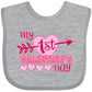 Inktastic My First Valentine 'S Day With Pink Heart And Arrow Baby Bib Heather Grey 39970