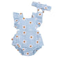 Ma&Baby Baby Girls Floral Cotton Leotard Romper Blue 0-6 Months