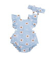 Ma&Baby Baby Girls Floral Cotton Leotard Romper Blue 0-6 Months