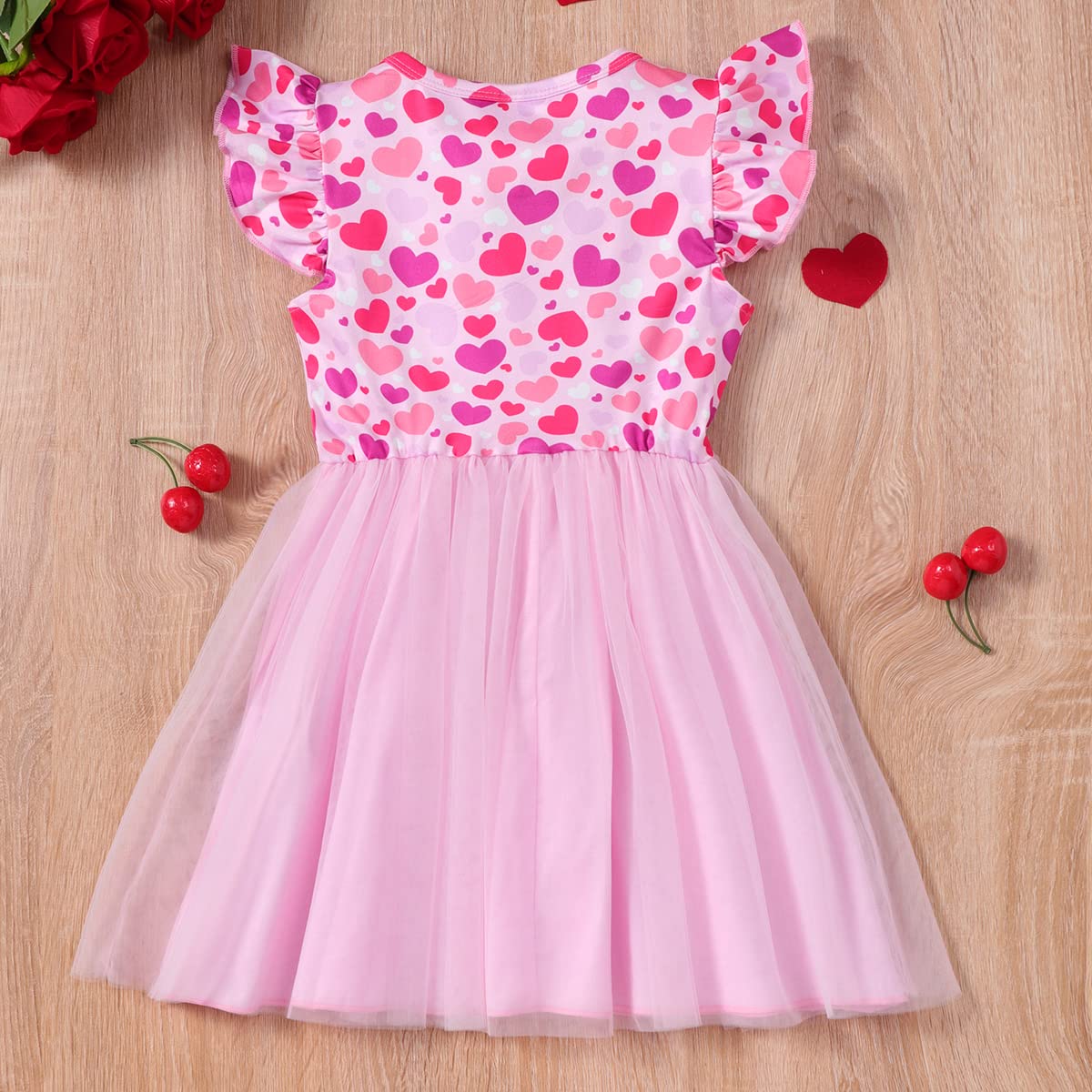 Toddler Girls Heart Puffy Dresses Summer Tutu Party Dress Pink Tulle Dress Baby Valentine'S Day Outfit 6-7 Years 1089