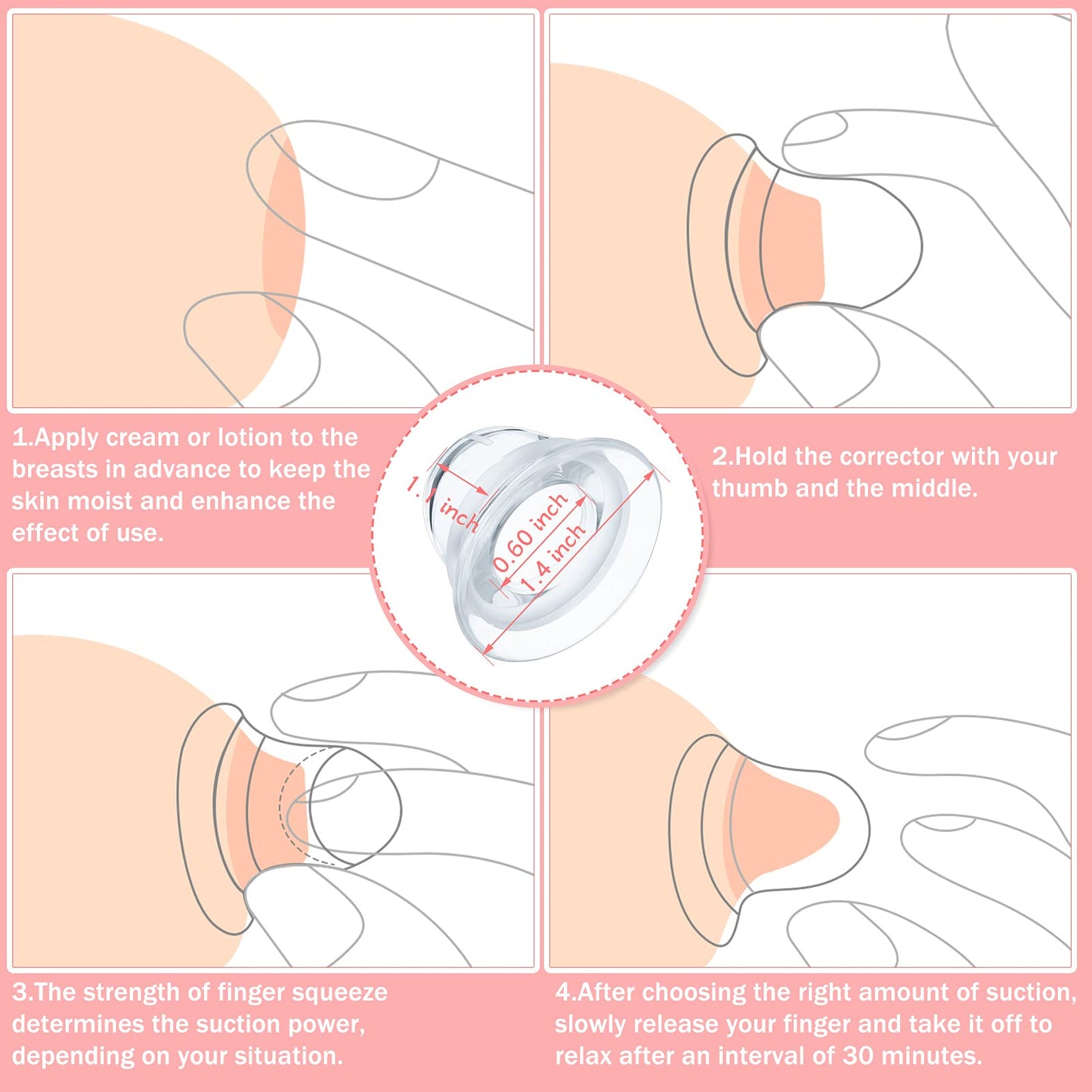 Bbto 8 Pieces Nipple Suction Cups Nipple Corrector Sucker Nipple Pullers Aspirator Women Nipple Everter Flat Inverted For Breast