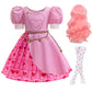 Kids Rise Red Costume Girls Bridget Pink Princess Dress Movie Cosplay Halloween Outfit