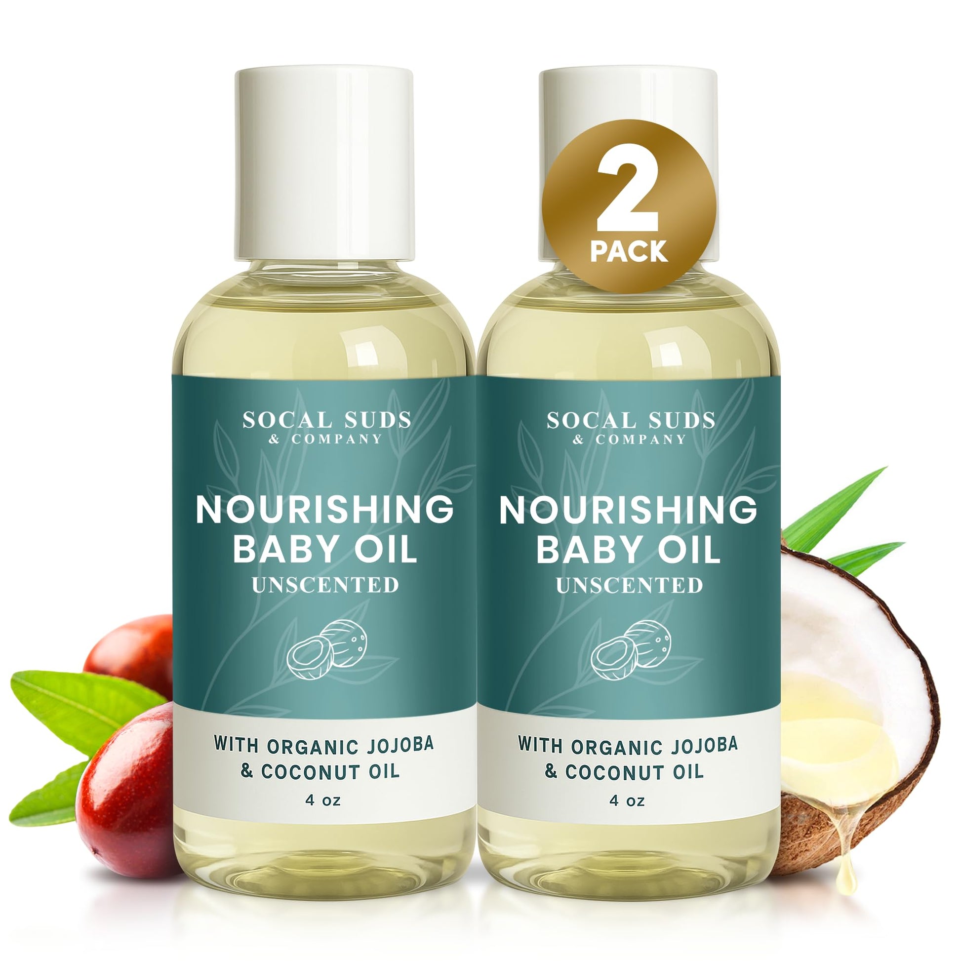 SoCal Suds & Company -Natural & Organic Baby Oil -Newborn Essentials -Gentle Moisturizing Nourishing Oil for Delicate Tender Ski