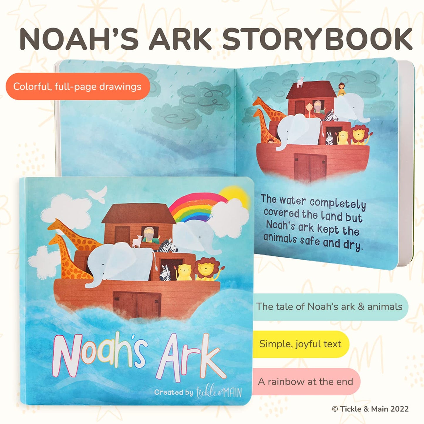 Tickle & Main Noah'S Ark Baptism Gift For Boys - Ark Toy Gift For Baby Shower & Birthday - Ready-To-Give 5-Piece Bundle With Sto