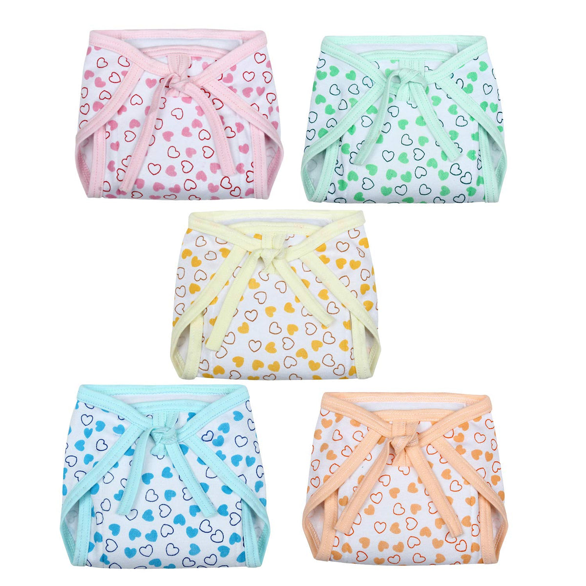 Superminis Baby Cotton Nappies  Heart Printed, Reusable, Cushioned Nappy for Newborns and Infants (06 Months)