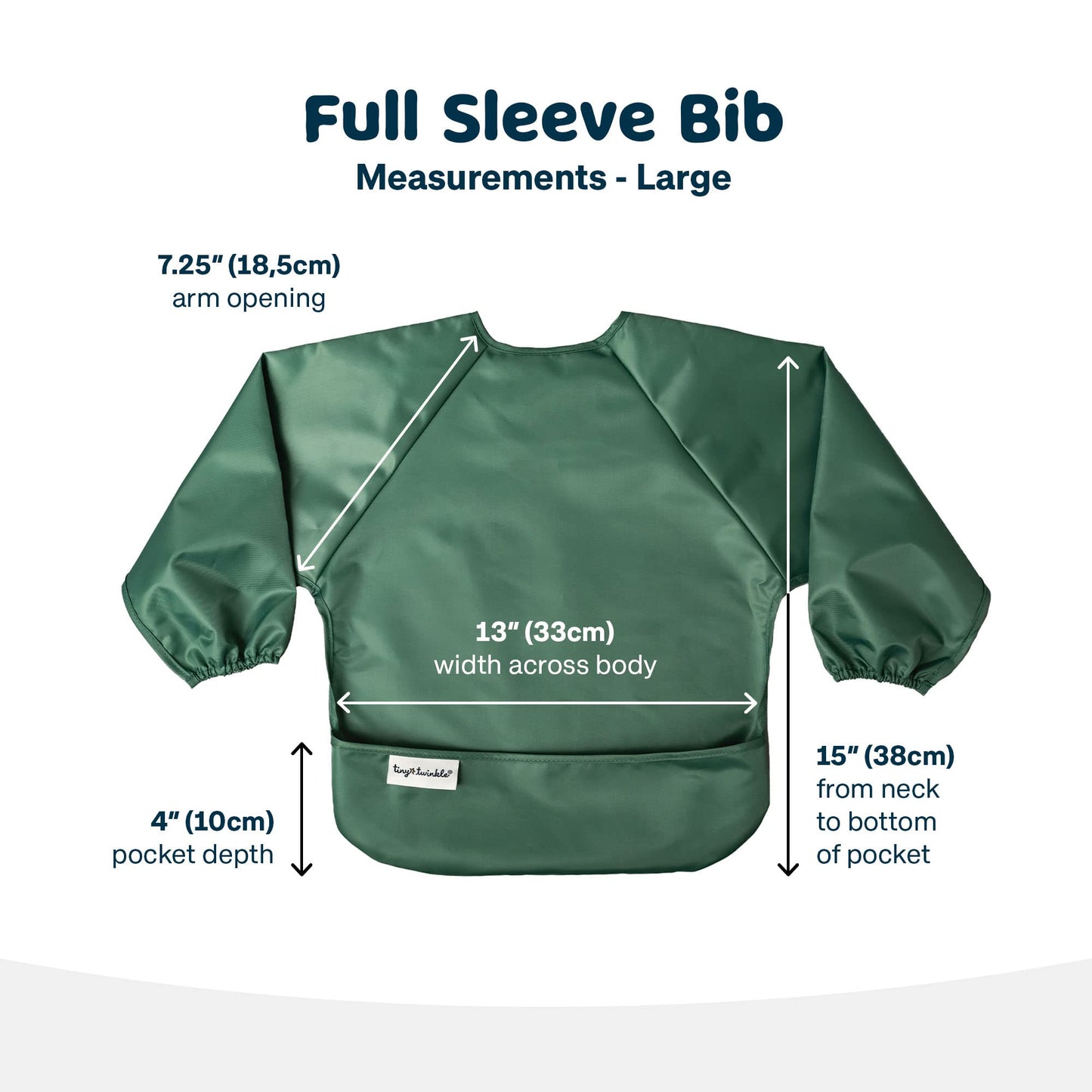 Tiny Twinkle Mess Proof Baby Bib, 2 Pack Long Sleeve Bib Outfit, Waterproof Bibs For Toddlers, Machine Washable, Tug Proof (Slat