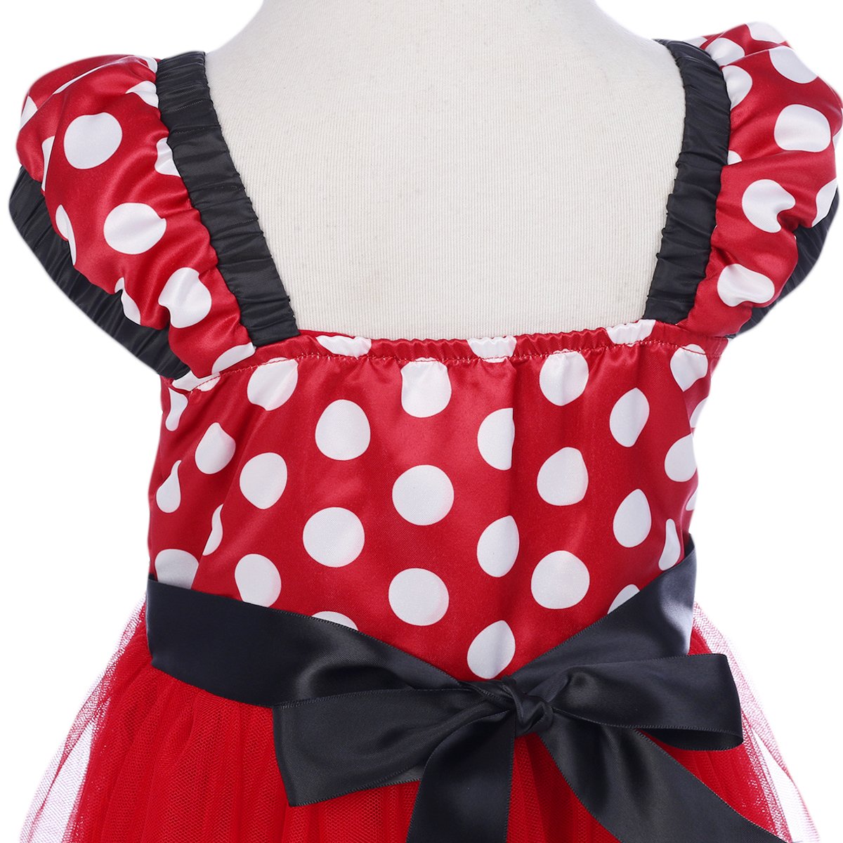 Ibtom Castle Toddlers Girls' Polka Dots Christmas Birthday Princess Leotard Costume Tutu Dress Up Bows Ears Headband Red+ 3D Ear