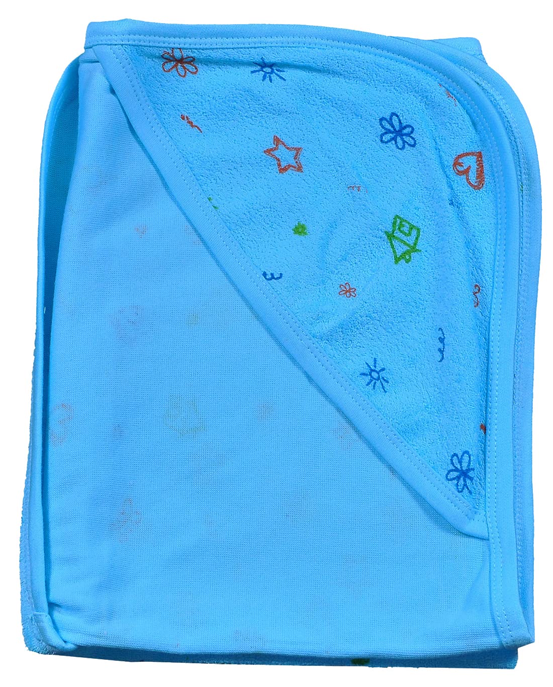 HAFEELA 100% Soft Cotton New Born Baby Hooded Terry Towels  Pack of 1 (Blue)