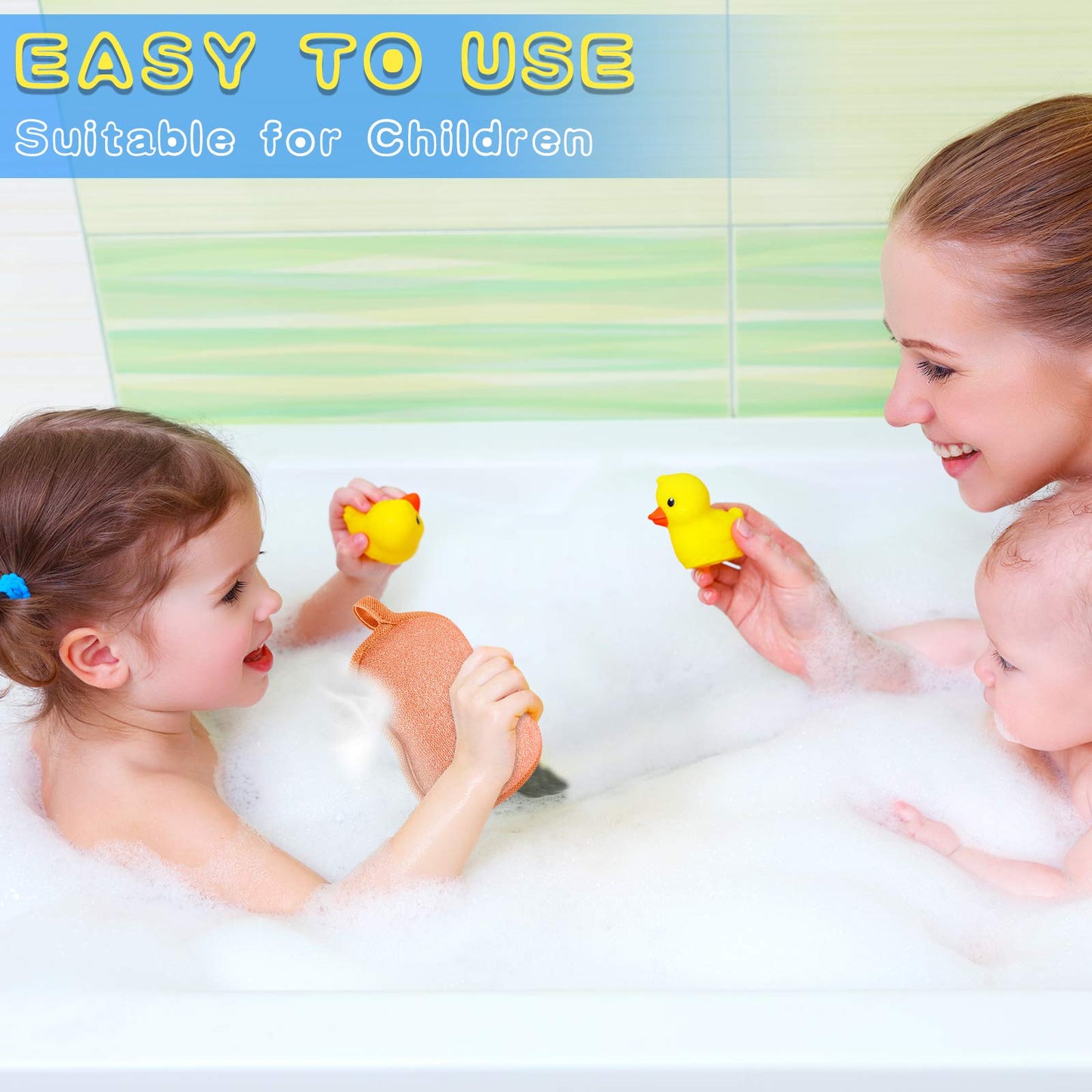 4 Pieces Baby Bath Sponge Cotton Baby Sponge Soft And Absorbent Sponge For Kids Babies Men Women (Red, Purple, Green, Orange)