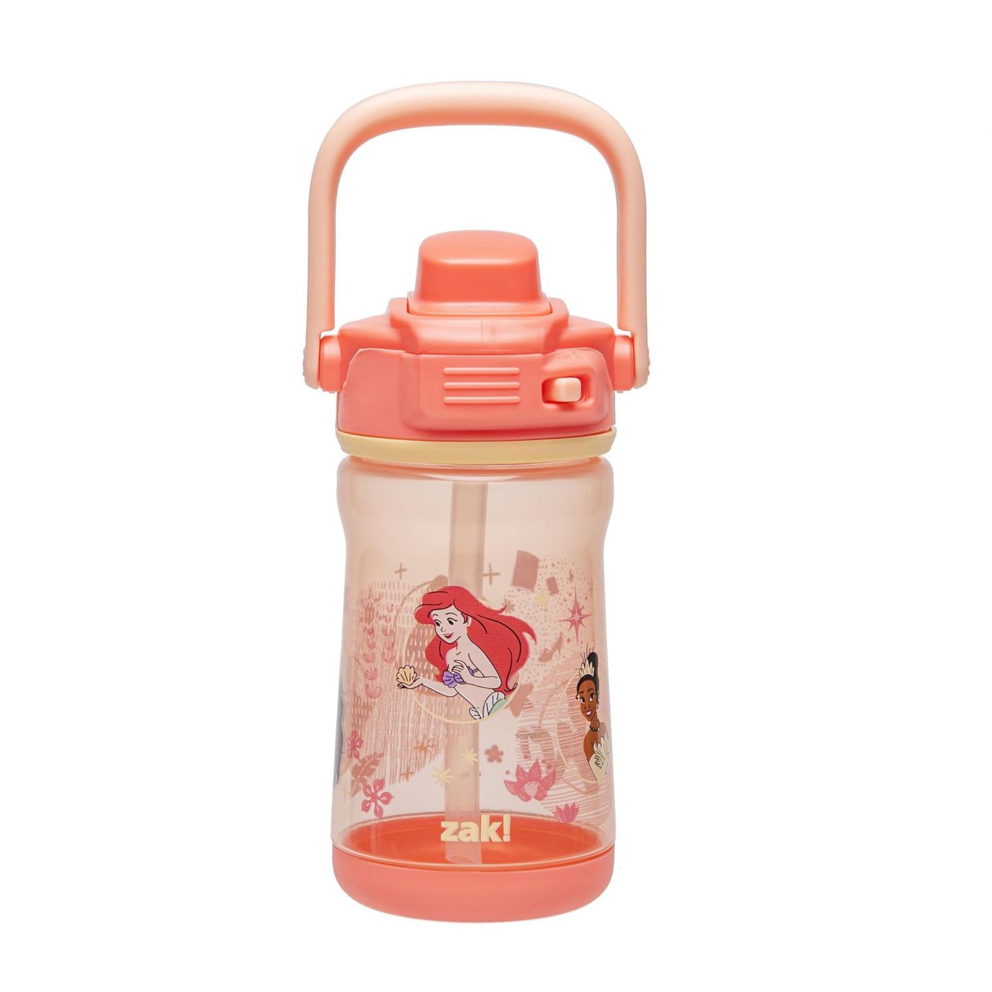 Zak Designs Disney Princess Beacon Kid Water Bottle for Travel, 12oz Plastic is Durable and Leak-Proof with Liquid Lock Spout, C