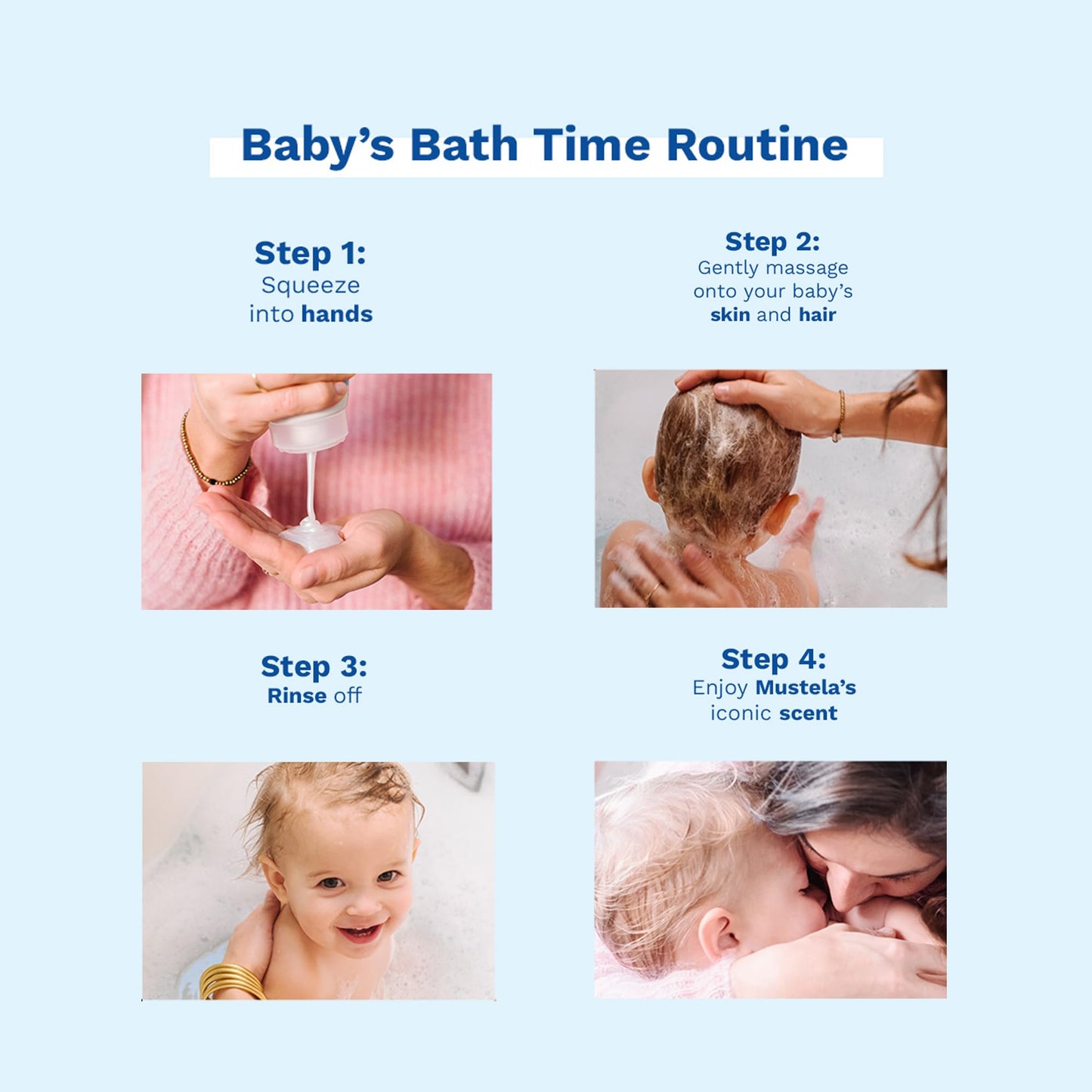 Mustela Baby 2-In-1 Cleansing Gel - Baby Body & Hair Cleanser - With Natural Avocado - Biodegradable Formula & Tear-Free - 6.76
