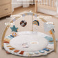 Blissful Diary Baby Play Gym & Activity Mat, 5 Developmental Zones Wooden Tummy Time Mat With 6 Detachable Sensory Toys For Moto