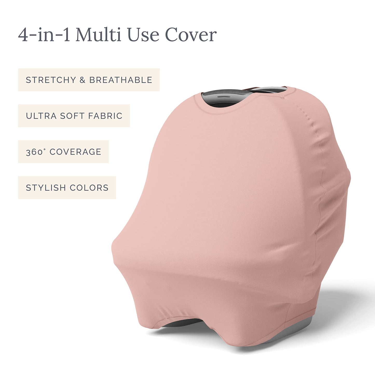 Natemia 4 In 1 Baby Car Seat Cover - Multi-Functional Stretchy & Soft Canopy, Nursing, Shopping Cart, & High Chair Cover