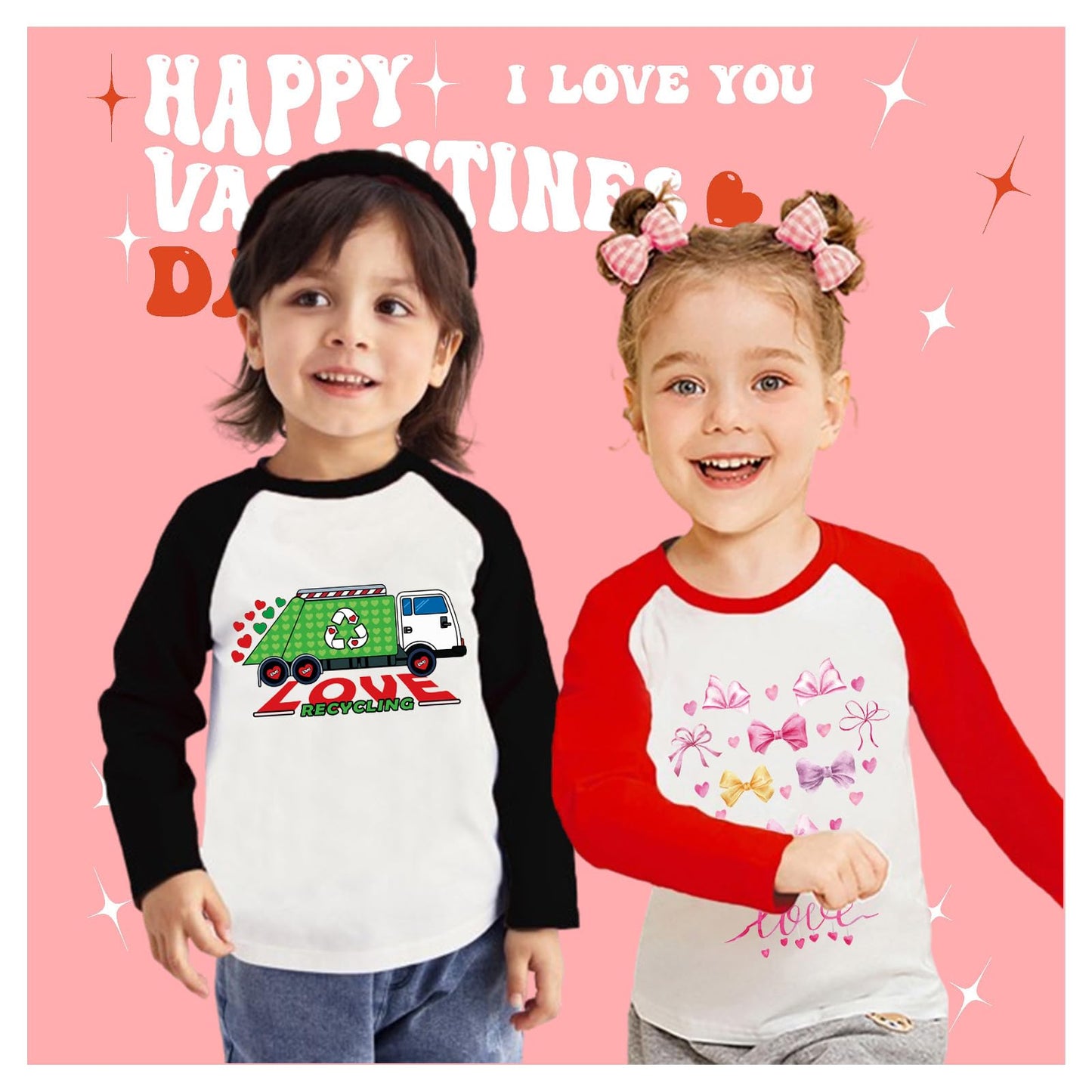 Tkria Kid Boy'S Valentine Day Clothes Big Boy Holiday Shirt Tractor Truck Loads Of Love Vday Raglan Long Sleeve Tee Tops 7T