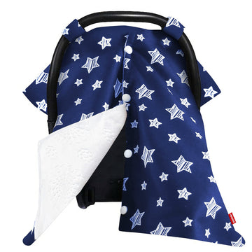 Moonsea Baby Carseat Canopy Nursing Cover, Car Seat Canopy For Girls Or Boys, Navy Star Print Infant Car Seat Canopy With Soft M
