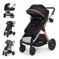 6-In-1 Convertible Baby Stroller With Bassinet Mode - Toddler Stroller W/Footmuff, Rain Cover, Cup Holder & Large Storage, Newbo
