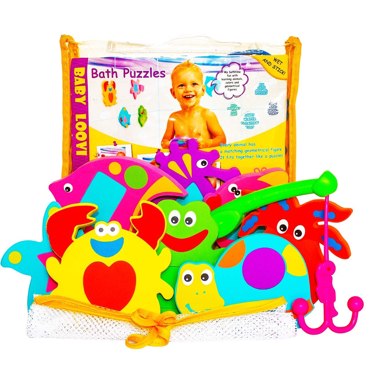 Foam Bath Toys - 100% Non-Toxic Floating Puzzles Animals - Early Learning Bathtub Toy - Fun Educational Geometric Shapes for Tod