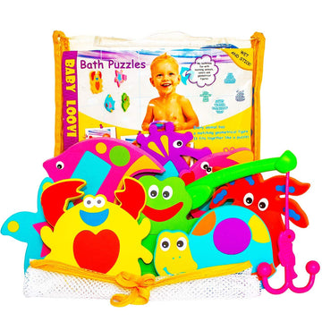 Foam Bath Toys - 100% Non-Toxic Floating Puzzles Animals - Early Learning Bathtub Toy - Fun Educational Geometric Shapes for Tod