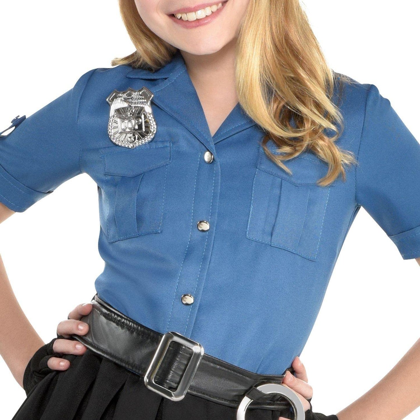 Party City Officer Cutie Cop Costume For Girls - Includes Dress, Hat, Belt, Glovelettes, & Handcuffs - Costumes For Halloween, B