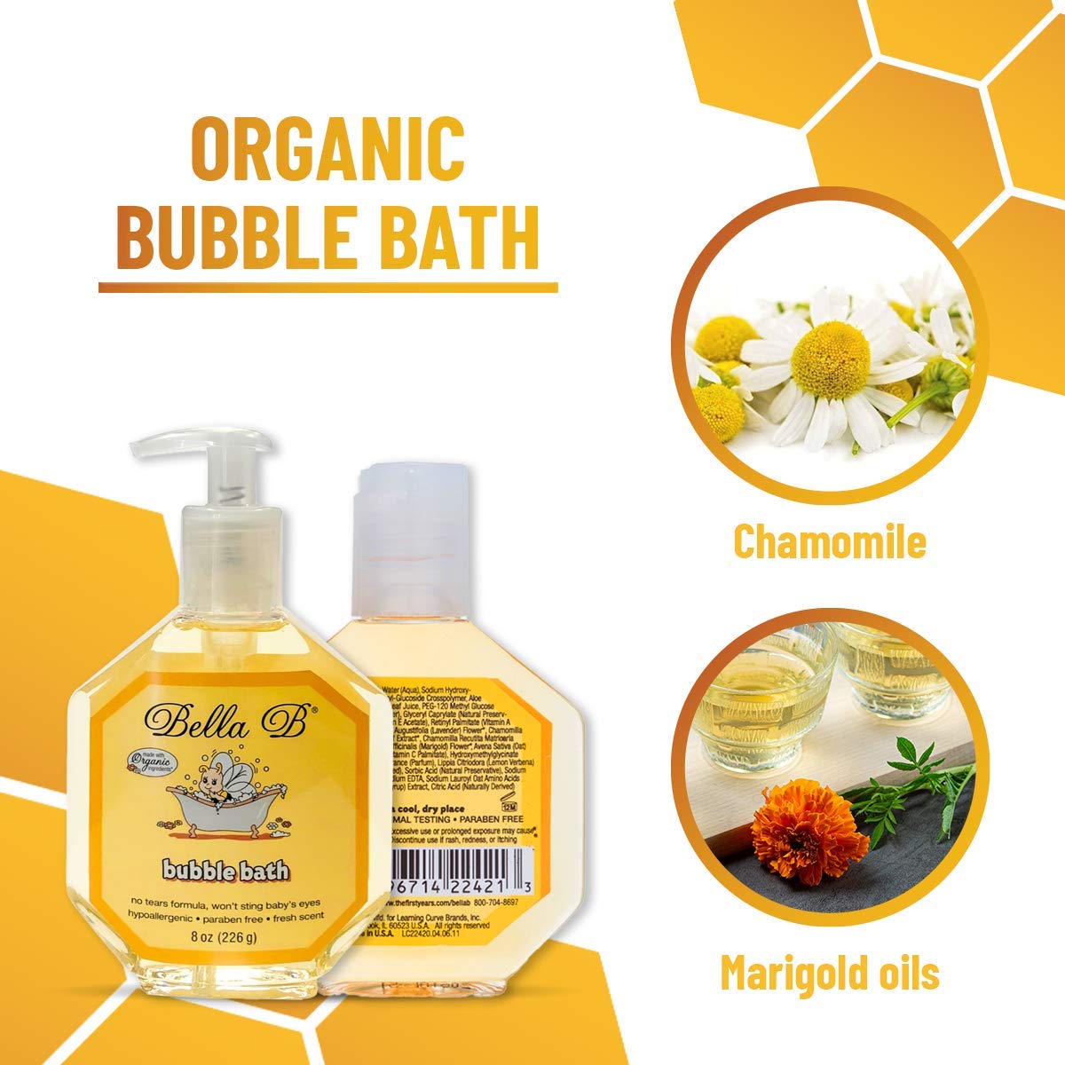 Bella B Bubble Bath For Baby & Kids 8 Oz - Organic Bubble Bath For Toddlers - Toddler Bubble Bath Tear-Free Baby Bubble Bath Org