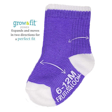 Fruit Of The Loom Baby 14-Pack Grow & Fit Flex Zones Cotton Stretch Socks - Unisex, Girls, Boys (6-12 Months, Pink Pop)