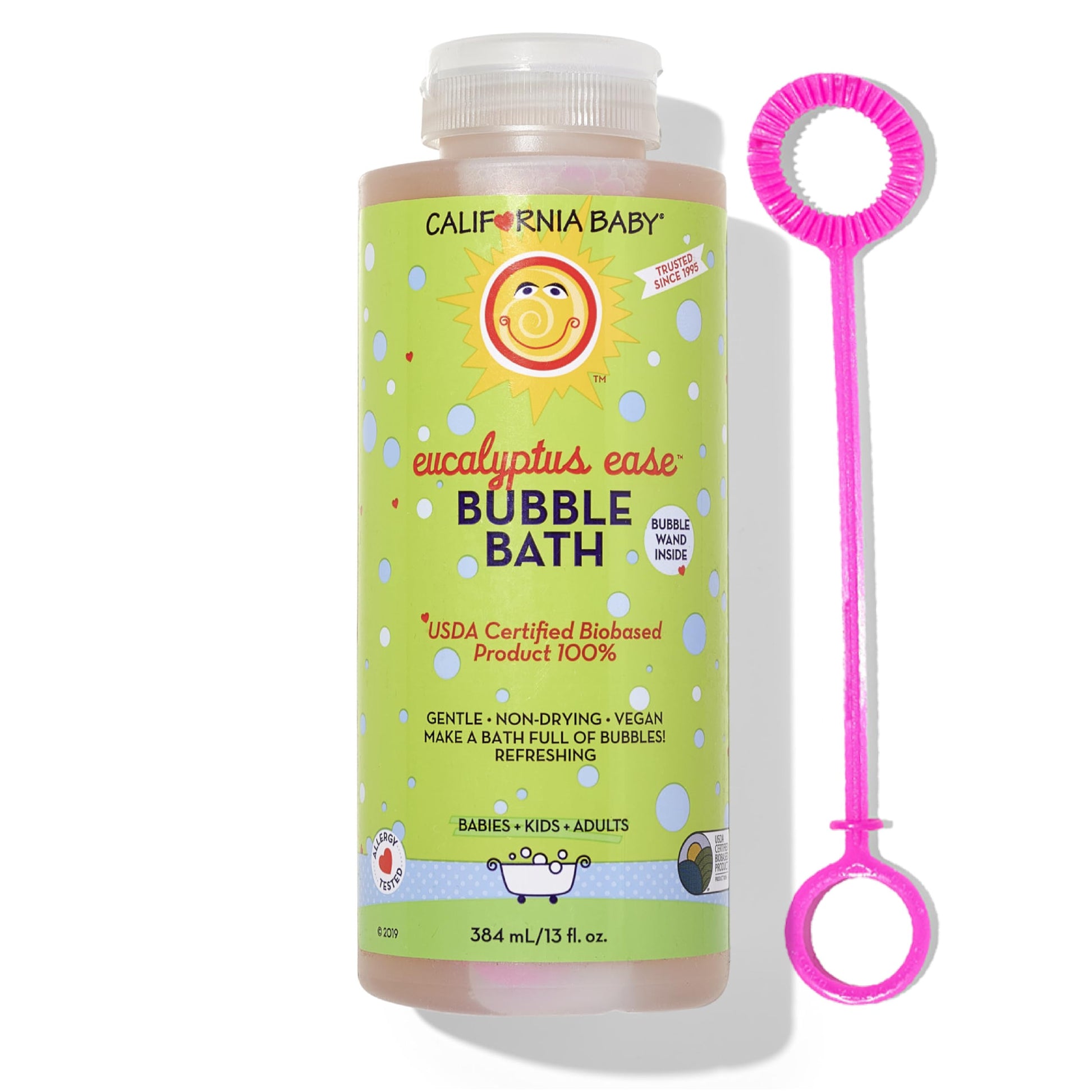 California Baby Eucalyptus Bubble Bath | 100% Plant-Based Kids Bubble Bath | Soothing Baby Bubble Bath | Free Bubble Wand Inside