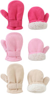 Baby Toddler Mittens Boys Girls Winter Outdoor Gloves Kids Easy-On Fleece Warm Mittens Pink Rose Khaki 3 Pairs L?2-4 Years?