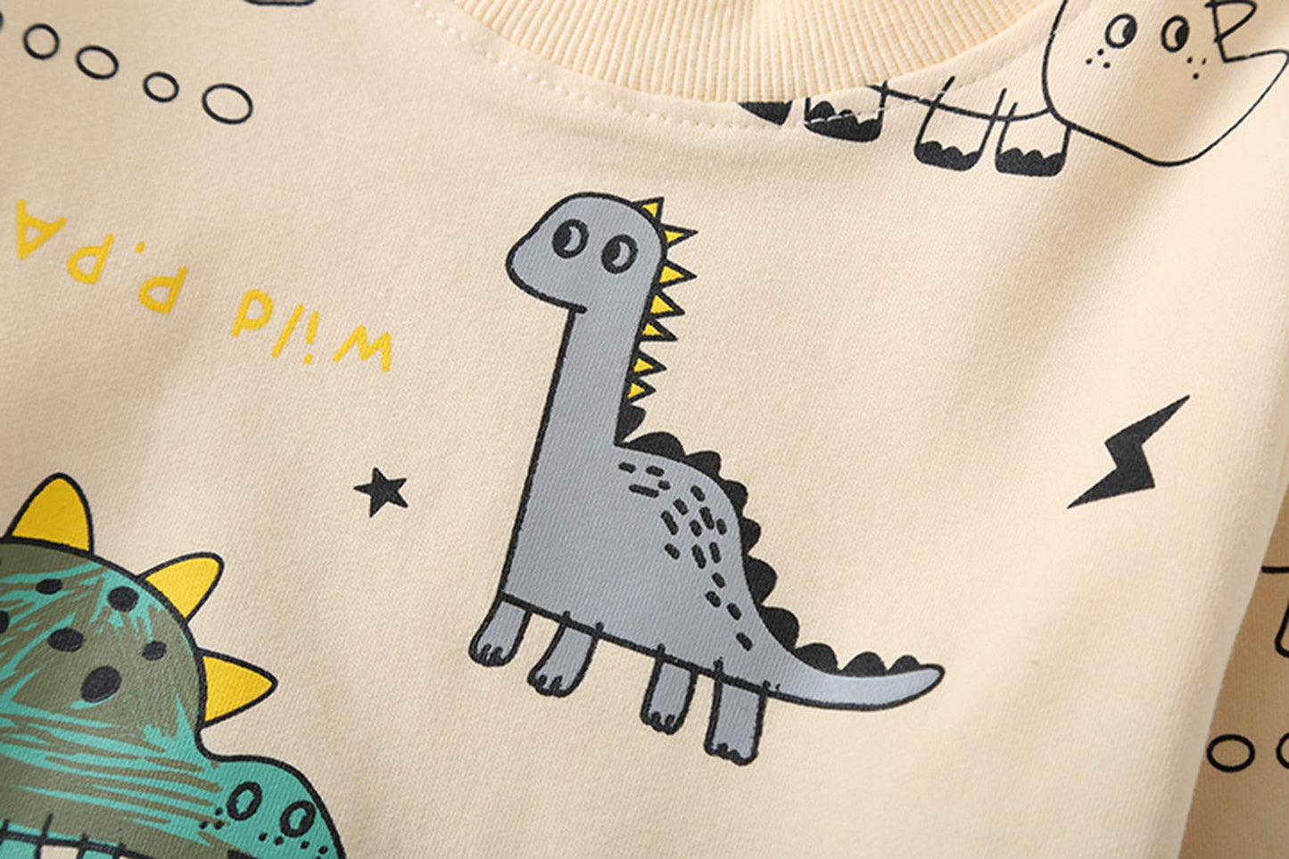 Toddler Baby Boy Clothing Sets Little Dinosaur Printed Long Sleeve Tops And Pants Kids 2Pcs Outfits (3-Apricot, 3-4T)