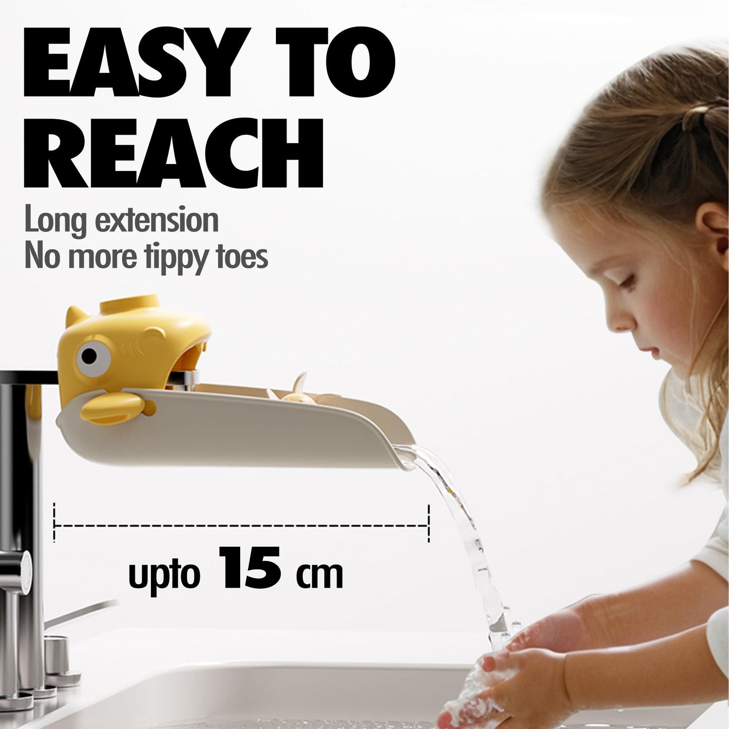 Faucet Extender For Toddlers, 2 Pack Universal Sink Extension With Water Wheel To Kids Fun Hand Washing (Yellow Shark)